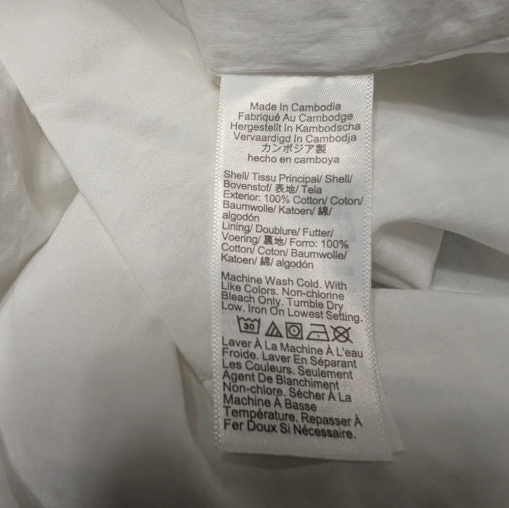 J.Crew Factory White Eyelet Puff Sleeve Floral Embroidered Mini Dress Pockets 12